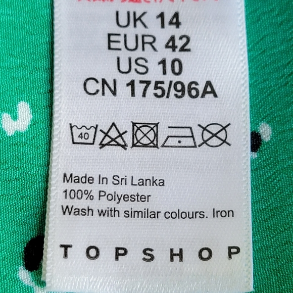 🌟 TOPSHOP Flirty Trendy Green Floral Crop Cami Rouching Side Zip Women's Sz 10 - Picture 9 of 9